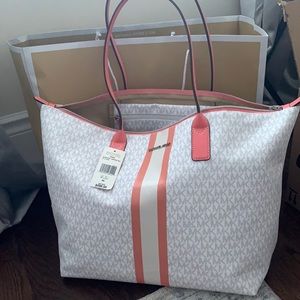 Michael Kors large logo stripe tote bag